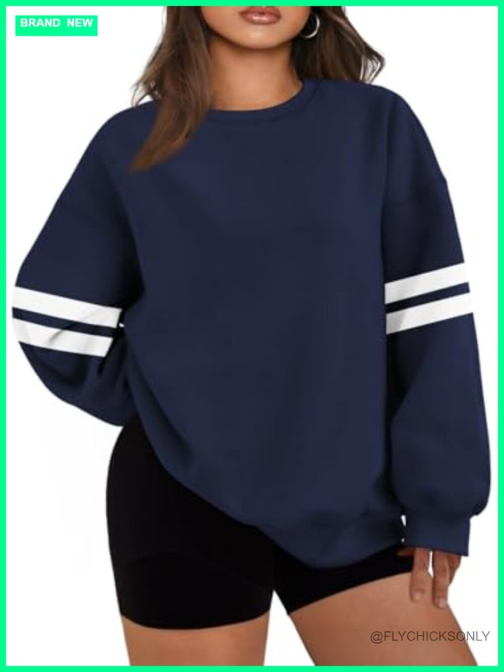 Women's Plus Size Striped Crewneck Sweatshirt Long Sleeve Pullover